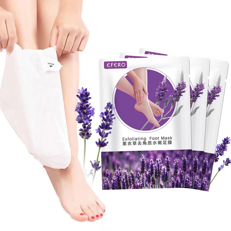 

EFERO 6Pack Lavender Exfoliating Foot Mask Moisturizing Removing Dead Skin Foot Care Heels Foot Peeling Pedicure Socks Foot Spa