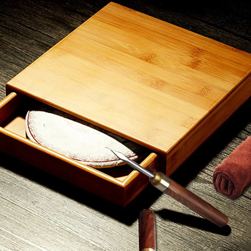 Natural Bamboo Tea Box Wood Tray Kung Fu Set Teaware Accessories Packaging Drawer Type Single Layer Storage | Дом и сад