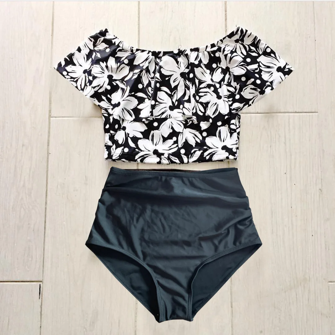 

2021 New High Waist Bikini Women Swimwear Push Up Swimsuit Ruffle Biquini Bathing Suit Beach Wear Plus Size Swim Suit Female