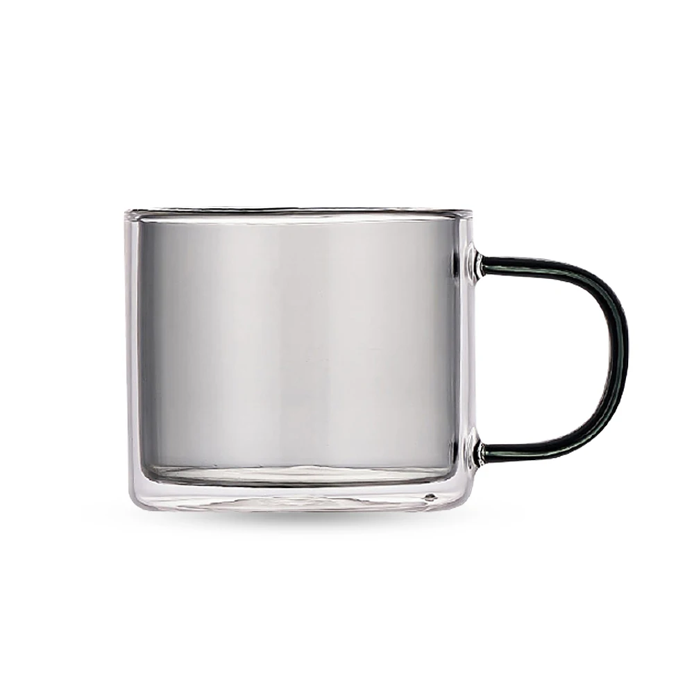

HPDEAR Transparent Lead-Free Glass Milk Coffee Cup, Green Gray 3.1in 9.2oz, Suitable for Restaurants Hotels and Coffee Shops