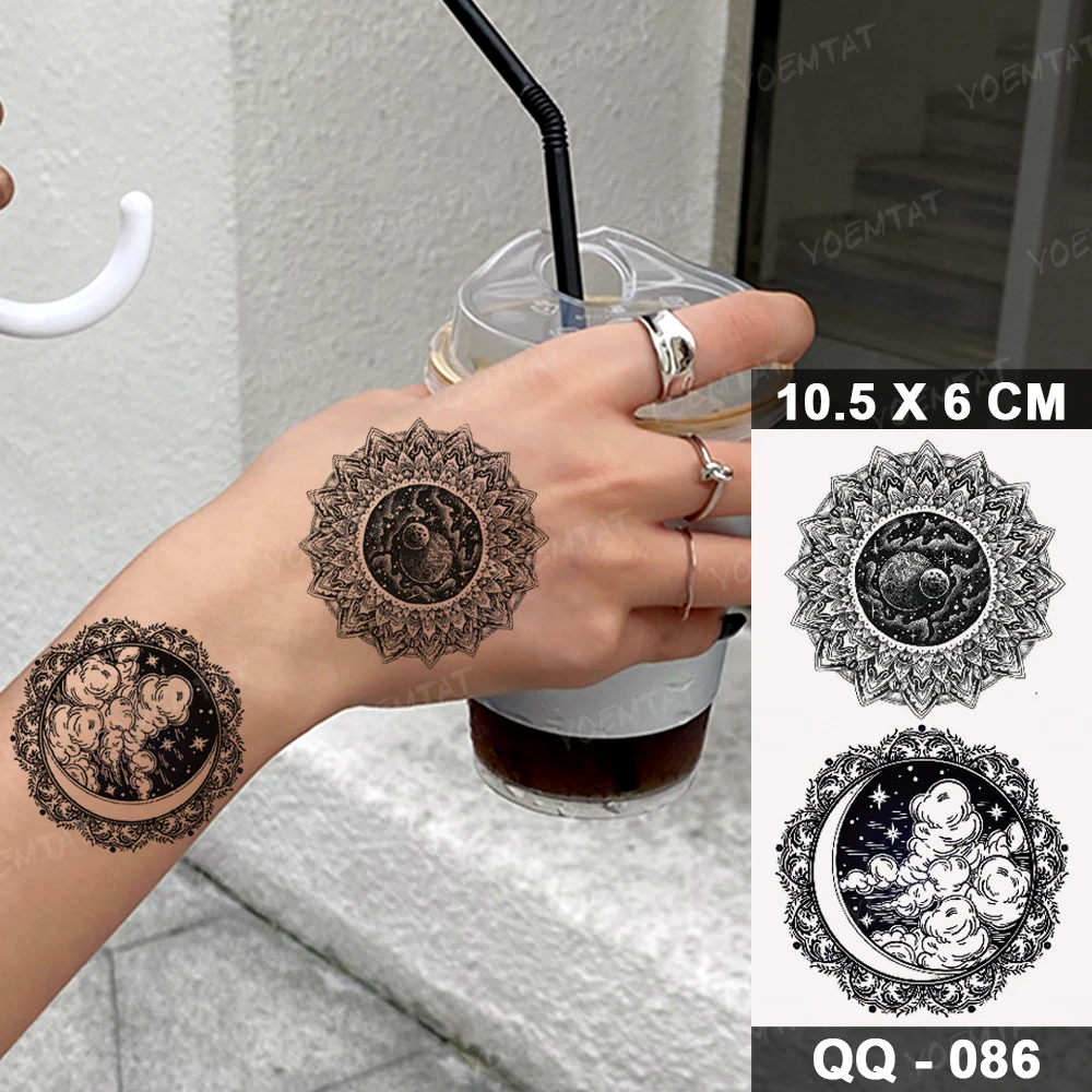 Transfer Waterproof Temporary Tattoo Sticker Geometric Line Eye Compass Yin Yang Flash Tatto Woman Man Kids Body Art Fake Tatoo