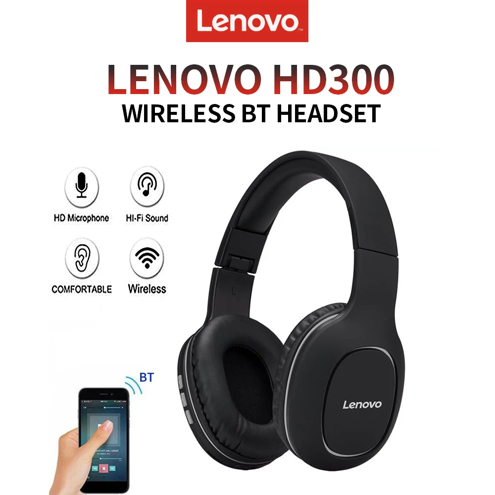 Беспроводные Bluetooth наушники Lenovo HD300 с шумоподавлением гарнитура стерео Hi Fi звук HD