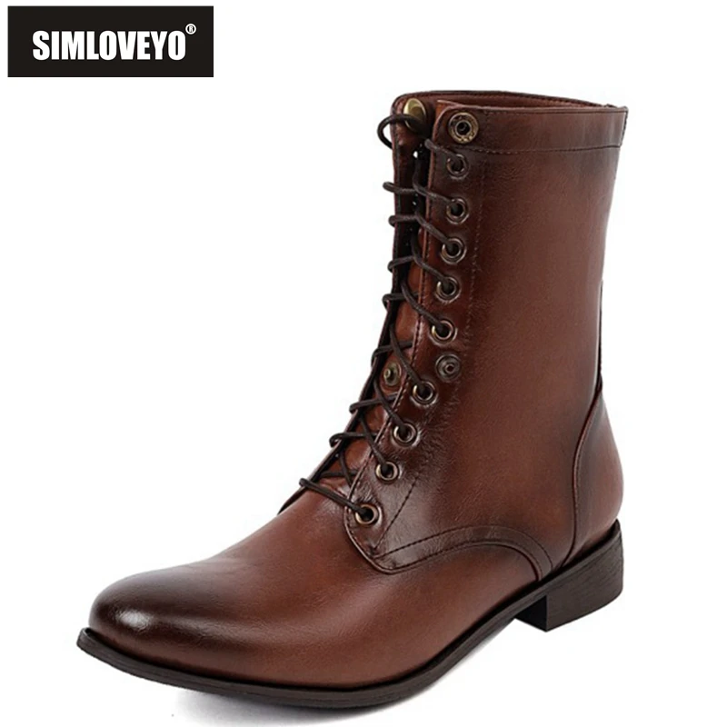 

Женские сапоги в стиле ретро SIMLOVEYO, до середины икры, с острым носком, на шнуровке, с плюшевой подкладкой, на низком толстом каблуке, размер ...