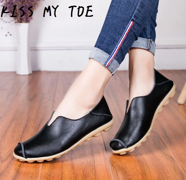 Женская Повседневная обувь из мягкой натуральной кожи дышащая на плоской