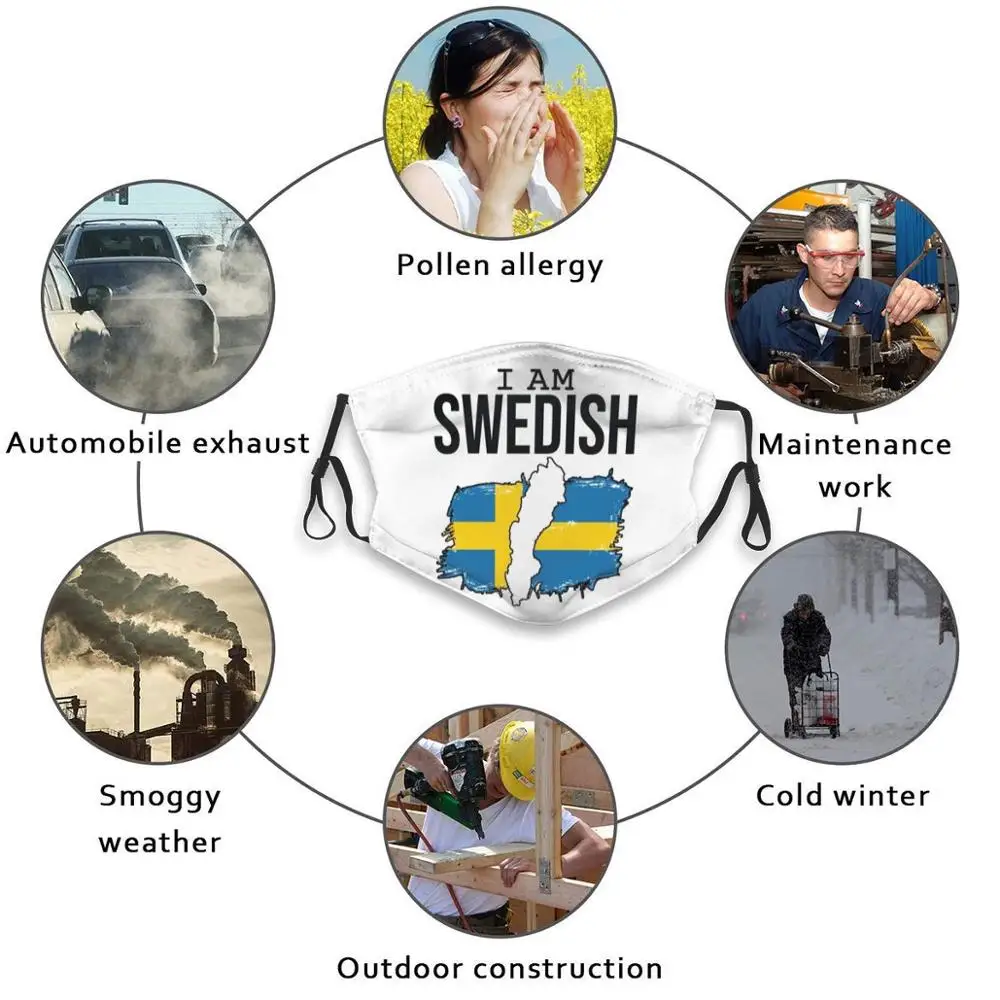 

I Am Swedish Funny Print Reusable Pm2.3073 Filter Face Mask Flag National Cool Typography Quote Quotes