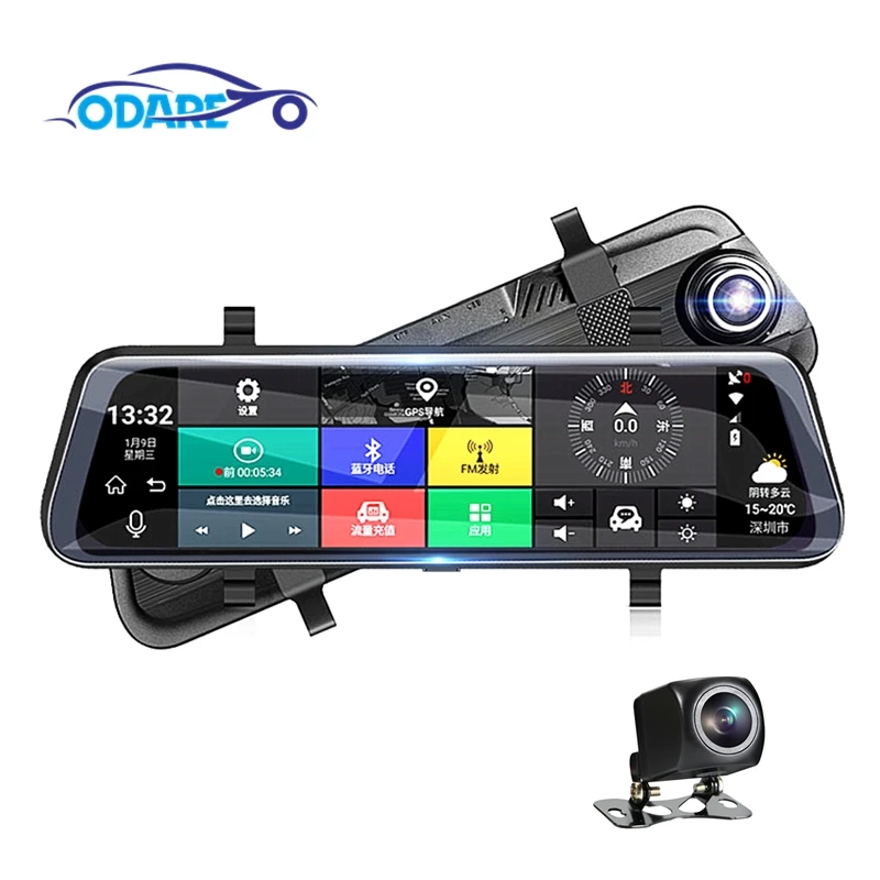 Автомобильный видеорегистратор Odare 1080P ADAS двойная IPS камера 10 дюймов FHD видео