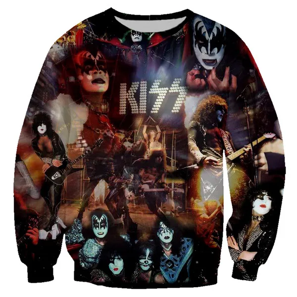 KISS 030 Хипстер KISS Band 3D печатных рок Толстовка крутая уличная худи мужская одежда повседневный спортивный костюм куртка 5X - Цвет: KISS 030
