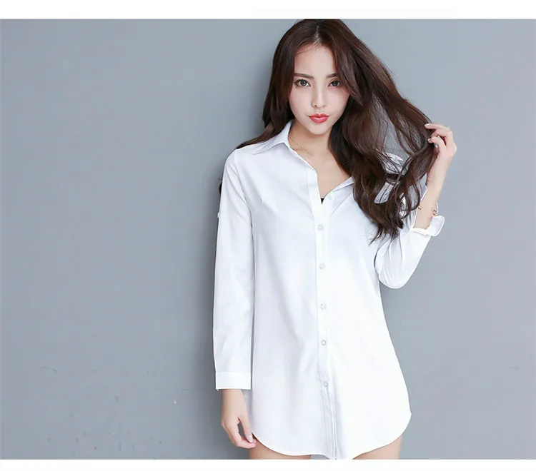 

Spring Sexy Girls White Shirt Female Loose Long Sleeve Chiffon Office Button 5xl Casual Blouse Feminine Ladies Tops Large Size