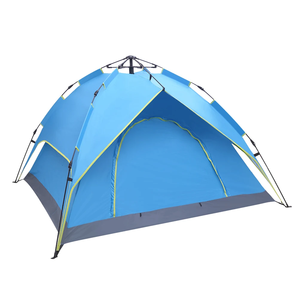 

2-3 Person Double-Deck Tow-Door Hydraulic Automatic Tent Free Build Outdoor Tent Blue 4 Sides Of The Camping