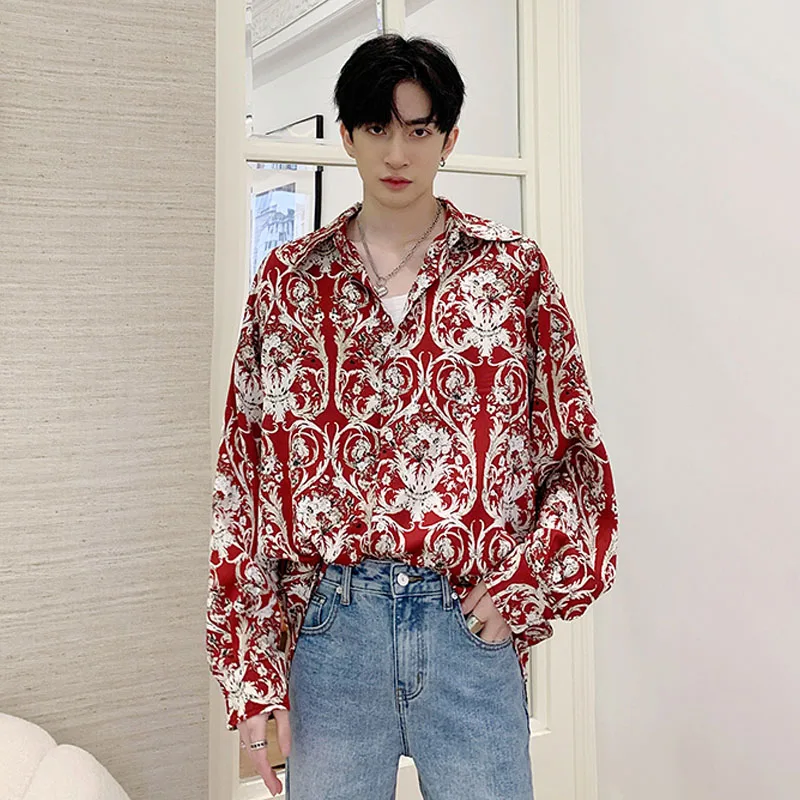 Рубашка мужская с длинным рукавом Повседневная Уличная одежда в стиле ретро