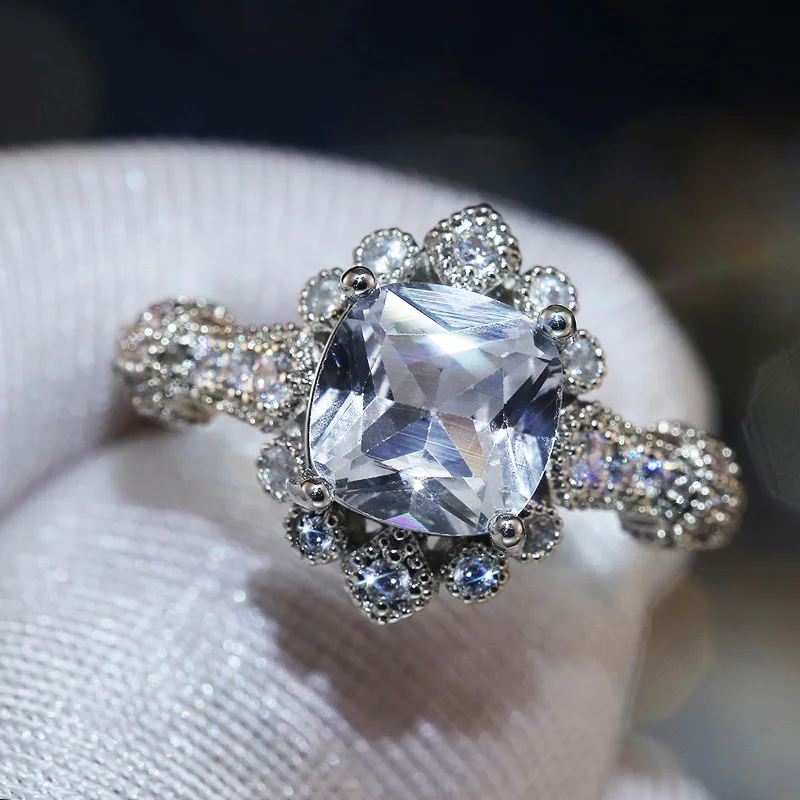 Huitan нежный дизайн кольцо на палец для обручального кольца женщин с украшением в