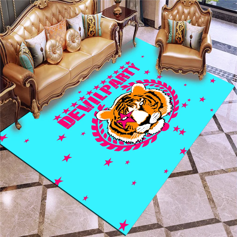 

Коврик с рисунком дьявола, вечевечерние, 3D тигр, для гостиной, прямоугольный большой ковер, нескользящий напольный коврик, домашний ковер