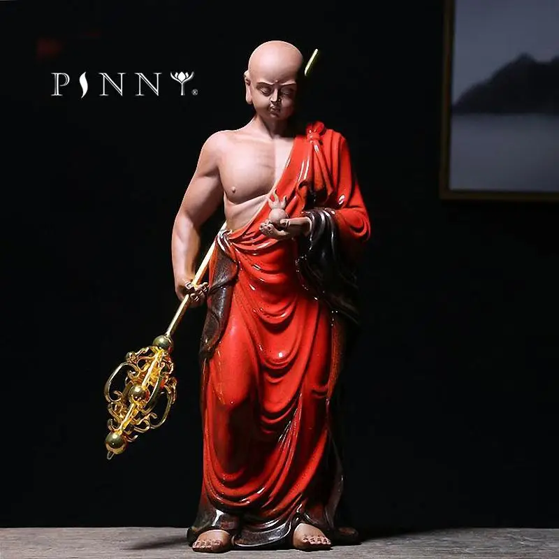 

PINNY Ceramic Ksitigarbha Bodhisattva Ornaments Purple Clay Buddhas Decoration Statue Zen Creative Ornaments