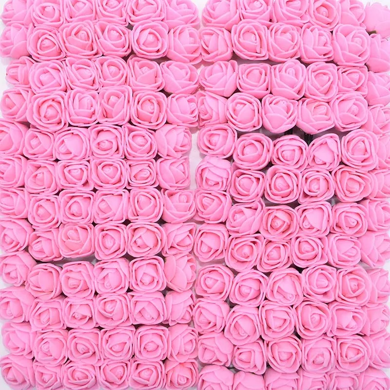 

144pcs 2cm Multicolor PE Rose Foam Mini Artificial Flowers Bouquet Solid Color Home Wedding Decoration Flowers Wreaths Gift Deco