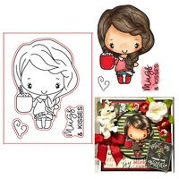 34inch cappuccino girl hugs kisses words transparent clear stamps for diy scrapbooking paper card new stamps 2020