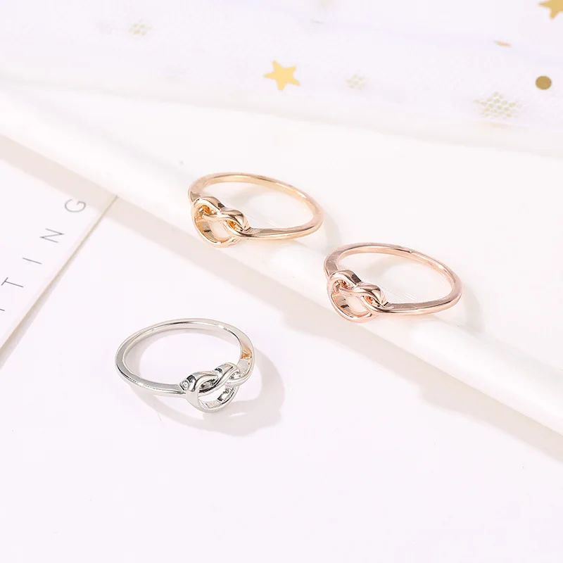 Модные оригинальные простые золотые белые розовые витые кольца из сплава с узлом