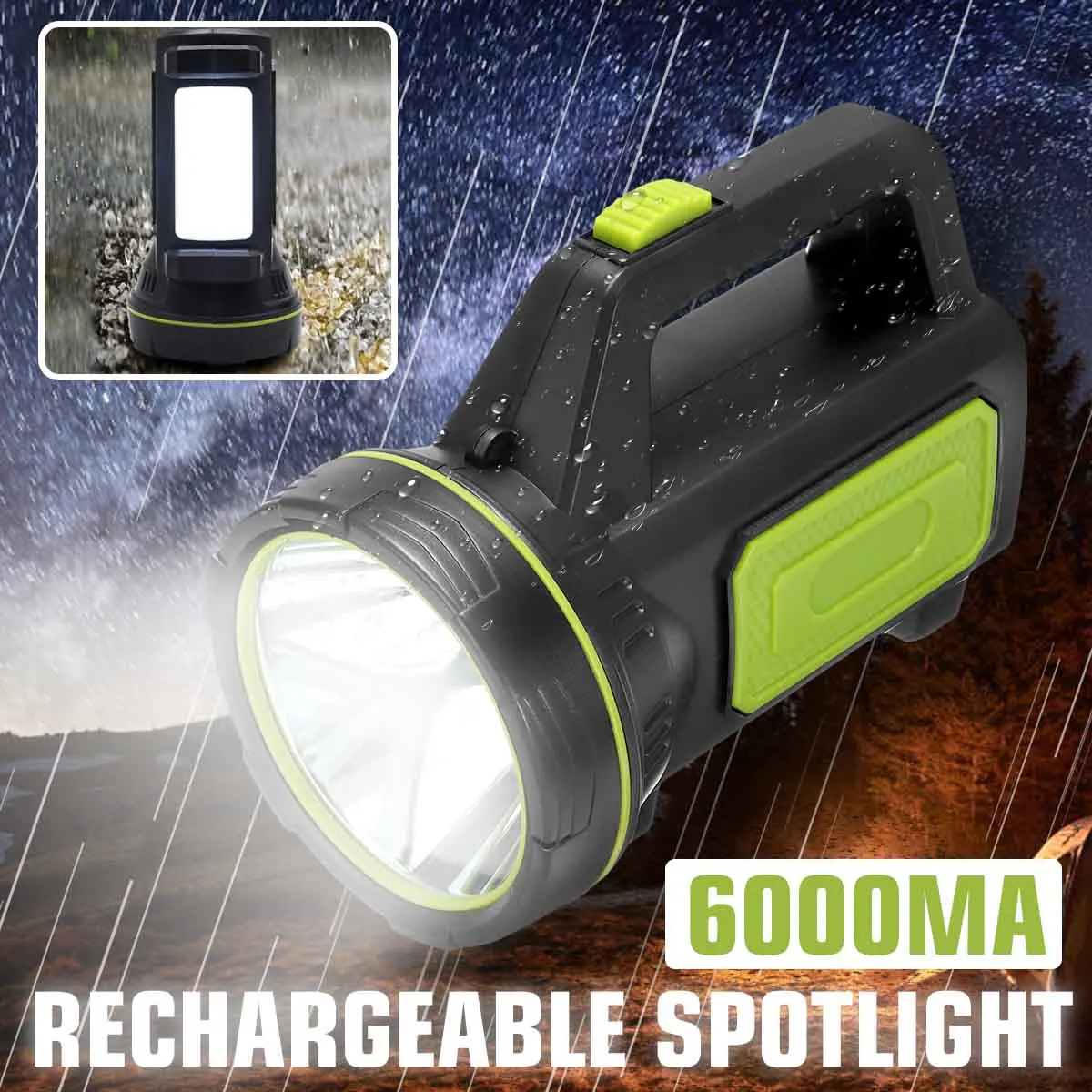 

Powerful LED flashlight lanterna portable searchlight rechargeable spotlight 500m range hunting lamp with side light