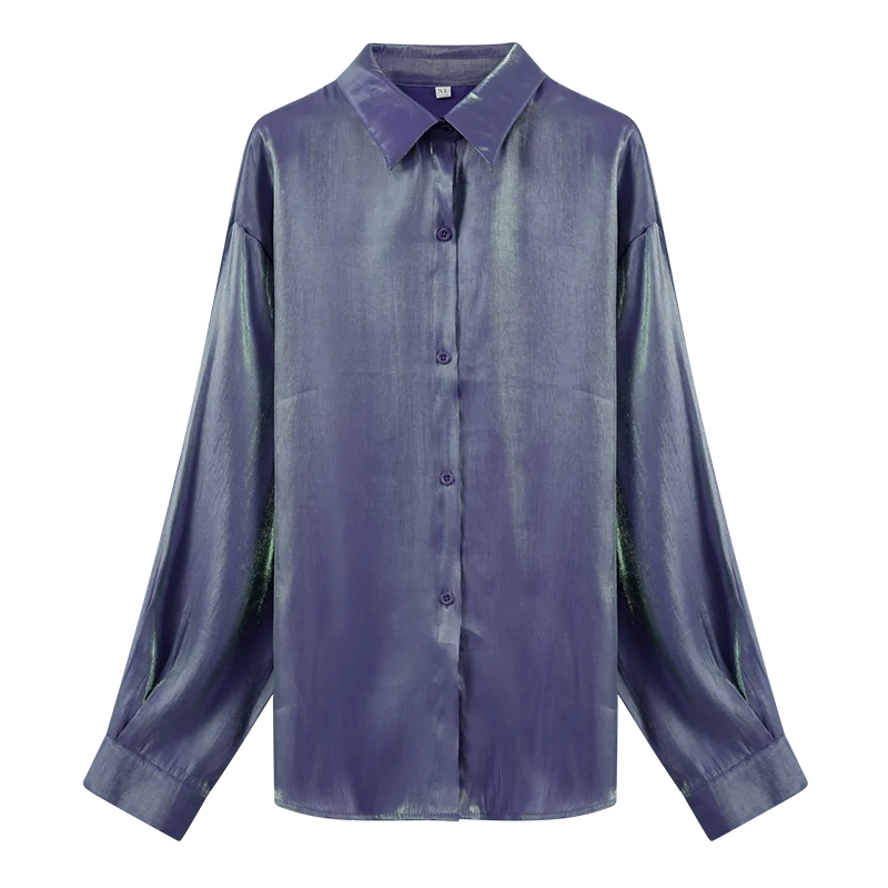Блузка Женская Осенняя атласная шелковая с длинным рукавом | одежда