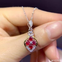 kjjeaxcmy fine jewelry 925 sterling silver inlaid natural ruby female new pendant necklace lovely support test hot selling