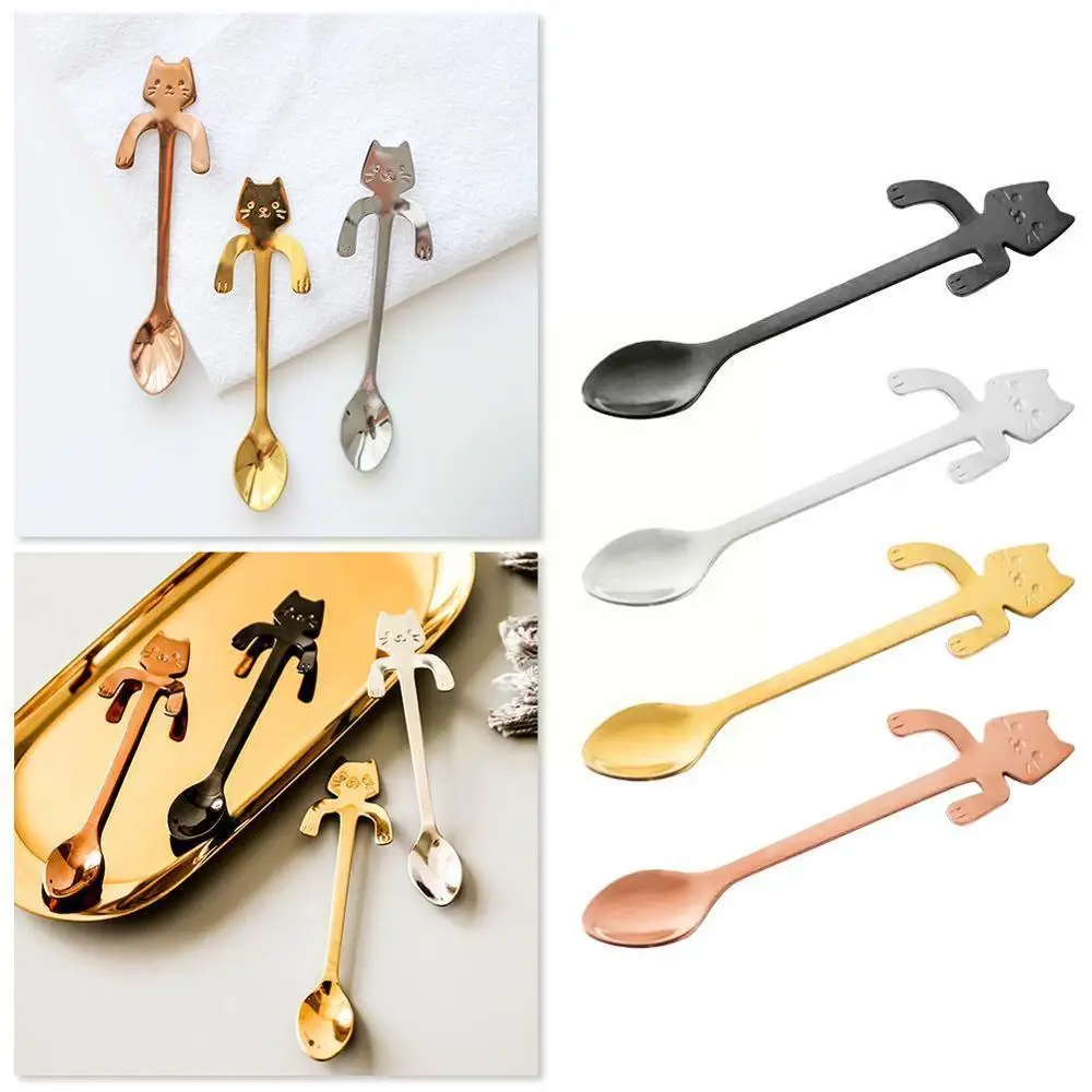 

11.8cm Mini Cute Cat Coffee Spoon Creative Cat Spoon Cream Tableware Spoons Teaspoon Ice Scoop Snack Dessert Wholesale O2I8