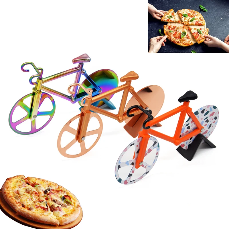 Bicycle Pizza Cutter Stainless Steel Single Wheel Cut Tools Cutting Wheels Display Stand A very Cool Gift for Christmas | Дом и сад