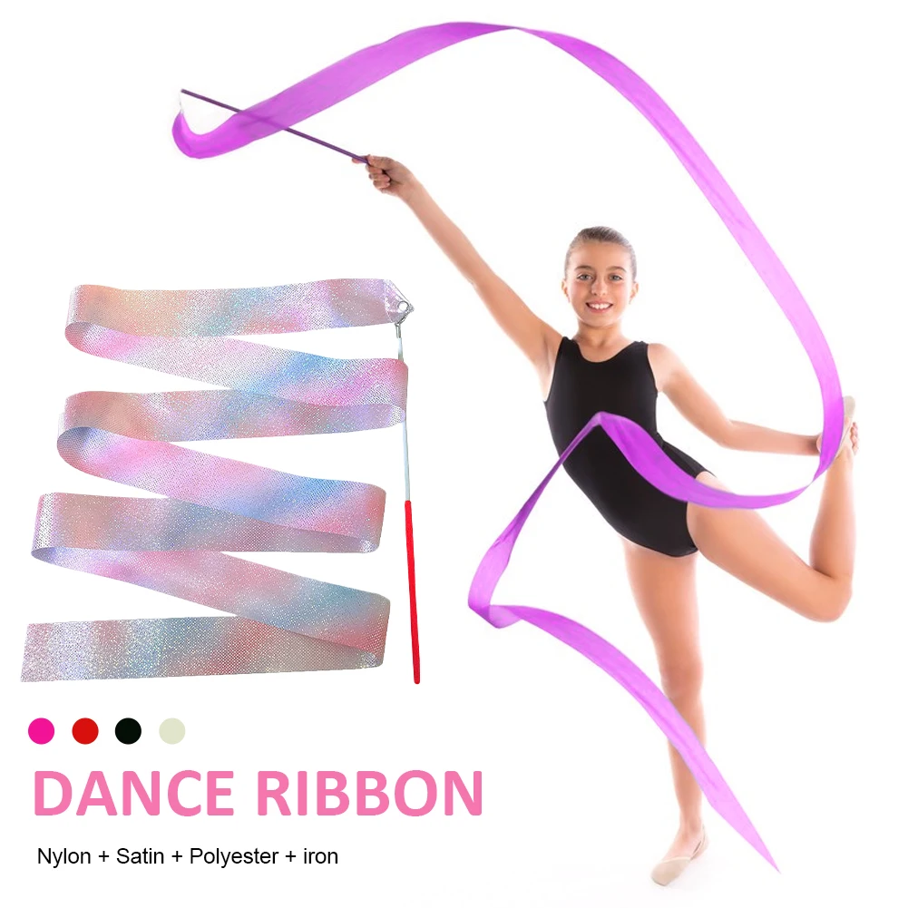

2 Meters Color Gym Ribbon Dance Ribbon Rhythm Rhythmic Gymnastics Ballet Streamer Spinning Rod Girl Training New