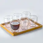 6 шт. двухслойная стеклянная Изолированная кружка для молока, кофе, термостойкая кружка для здоровых напитков, чая, прозрачная посуда для напитков