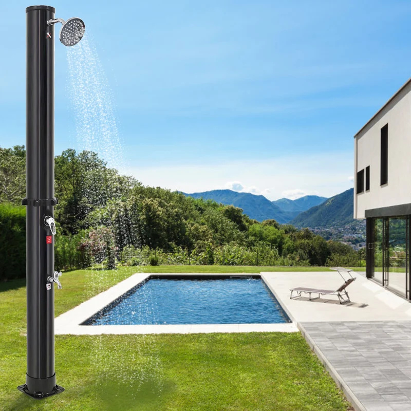 

Black 35L Solar Shower Column Garden Beach Anti-UV Waterproof Rotating Nozzle Garden Swimming Pool Cold Hot Shower Column HWC