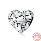 Женский серебряный Ретро цветочный узор в форме сердца маленькие бусины очаровательные цветы подходят для браслета Пандора Подвеска Сделай Сам