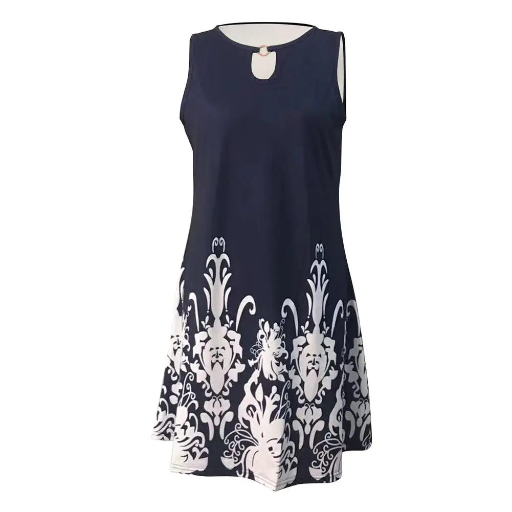 

Summer fashion women's dress sleeveless sun flower dress women's sun skirt fashion beach dress street wear XL