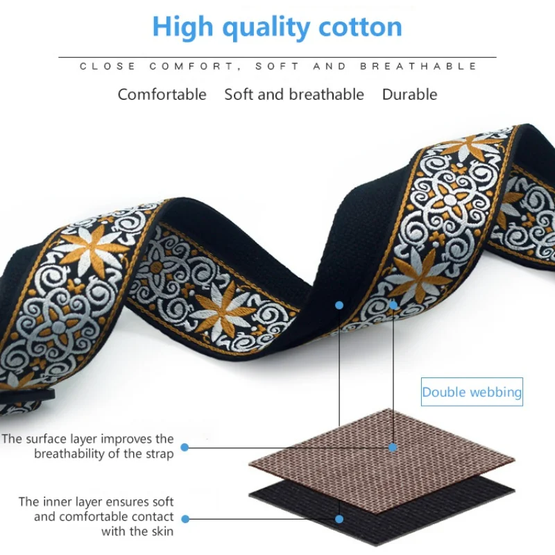 gitarre ukulele gurt vintage blumen streifen akustische elektrische gitarre strap woven stickerei stoffe leder enden strap free global shipping