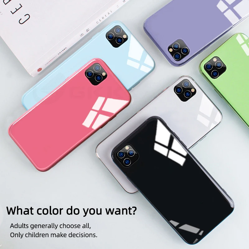GKK Liquid Silicone Tempered Glass Case For iPhone 11 Pro Max Anti-knock Baby Skin Soft Frame Cover IPhone X XS MAX XR |