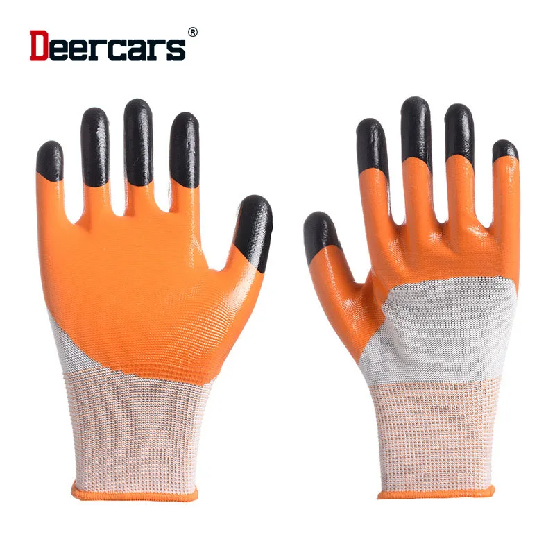 

Industry Grade Oil Resistant Anti Wear Gloves Double Layer Finger Reinforce Protective Home Garden Car Repair Work