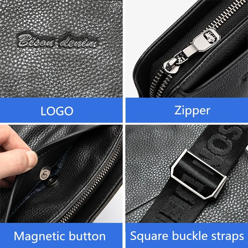 Сумка-мессенджер BISON DENIM мужская из натуральной кожи саквояж кросс-боди в