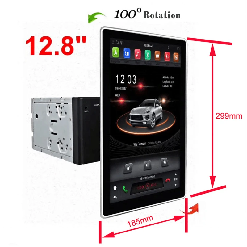

12.8" Tesla Style Rotation IPS Screen 2 Din Universal Android 9.0 Car multimedia GPS Player Radio Car Stereo Voice Control