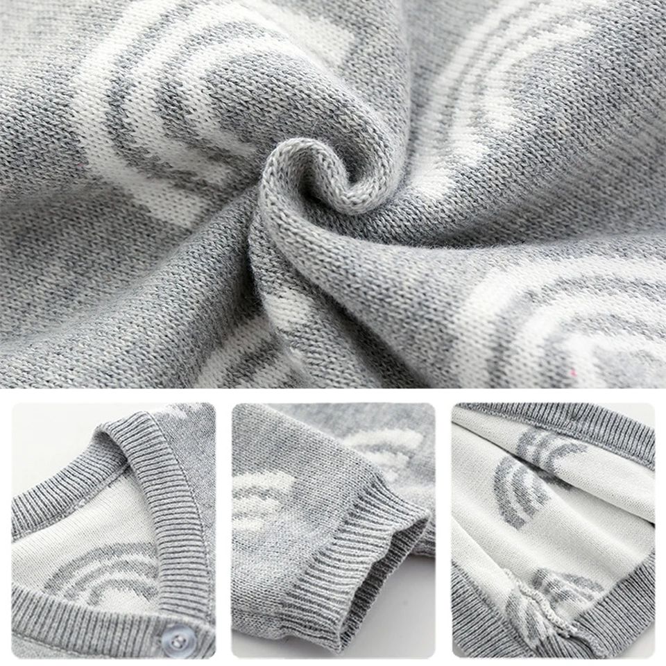 Вязаная Детская одежда Радужный комбинезон для новорожденных девочек хлопковый