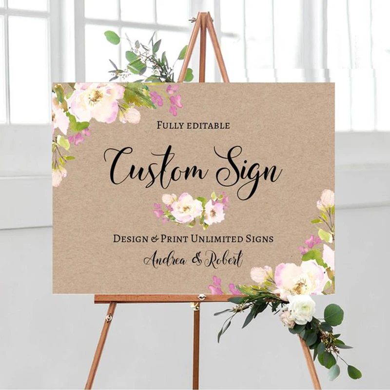 

Personalized Wedding Welcome Sign Peony Floral Welcome Sign Wooden Printable Floral Wedding Reception Sign Rustic Wedding Board
