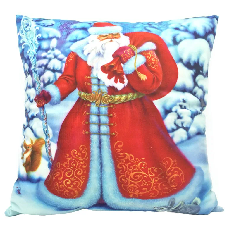 Russia Santa Claus 40 Рождественская наволочка Дерево Санта Клаус Снеговик животные печатная наволочка Рождество украшение для дома - Цвет: Russia Santa Claus