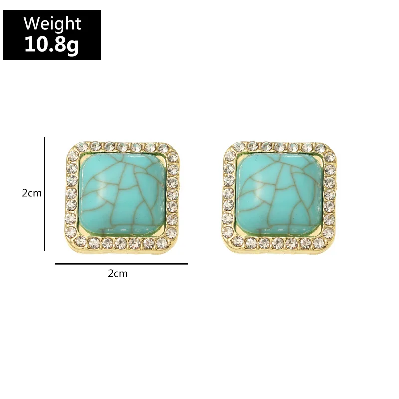 

Geometric Natural Stone Square Crystals CZ Gold Stud Earrings for Women Bridal Party Wedding Stone Earrings Jewelry Accessories