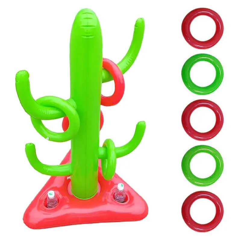 

Cactus Inflatable Pool Ring Swimming Throwing Toy Toss Pool Games Toys Multiplayer Combination Game Ring For Kids Adult Family