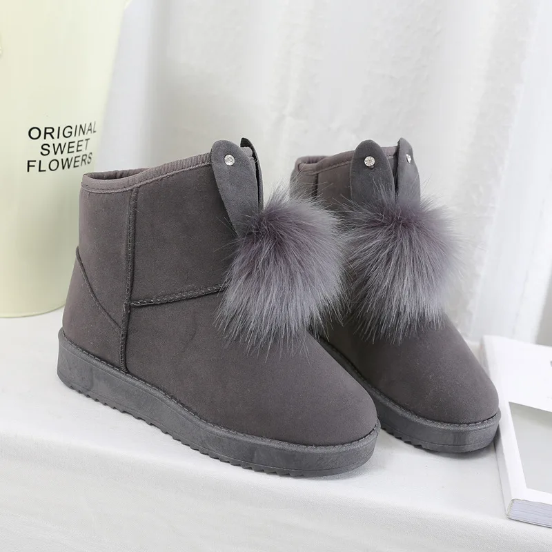 

2021 Winter New Snow Boots Women Plus Velvet Warm Cotton Shoes Non-Slip Motorcycle Waterproof Shoes Frosted Leather Snow Cotton