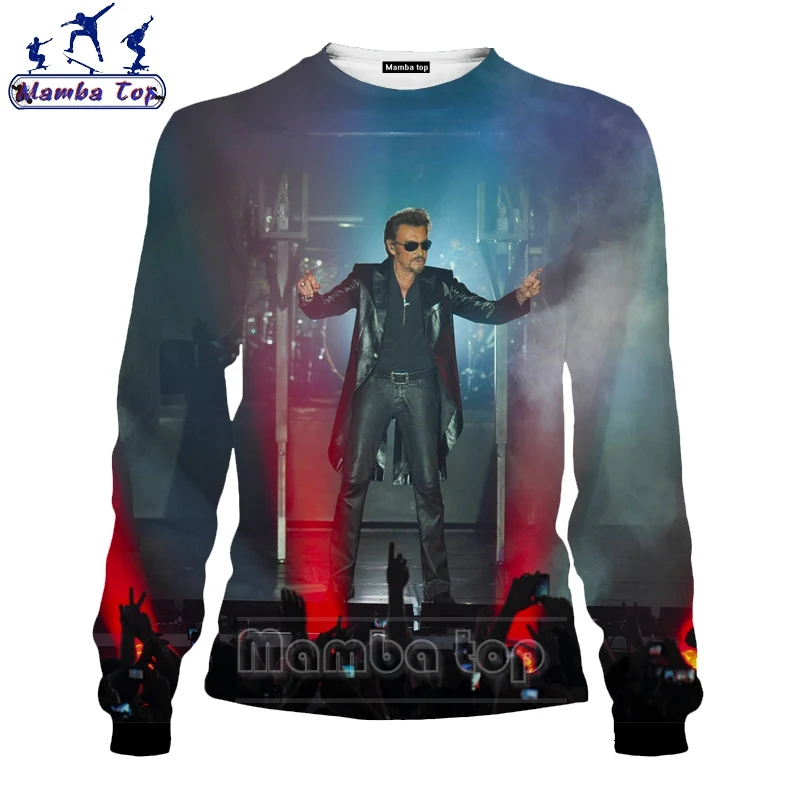 

Mamba top Johnny Hallyday Sweatshirt 3D Fashion Rock Singer Black Unisex Clothing Men's Shirt Teens Camping Men Women Streetwear