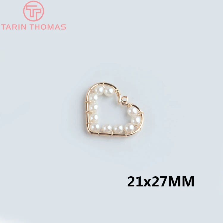 4 шт 24K позолоченные жемчужные круглые подвески в форме сердца Подвески для