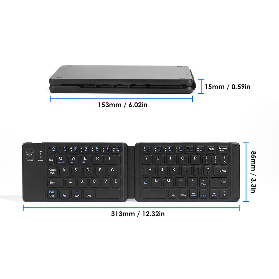 

67Keys Mini Bluetooth Folding Keyboard USB Charging Mini Wireless Folding Keyboard Ergonomic for iOS Win Android Tablet Phone