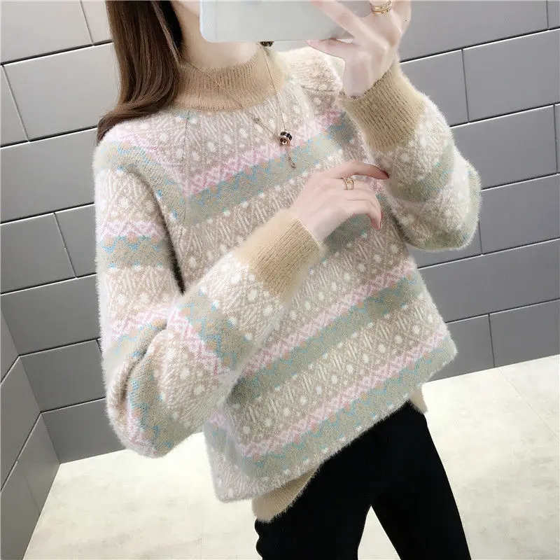

2021 Autumn Winter Pullover Sweater Women Knitted Ribbed Pullover Sweater Long Sleeve O-neck Slim Jumper Soft Warm Pull Femme
