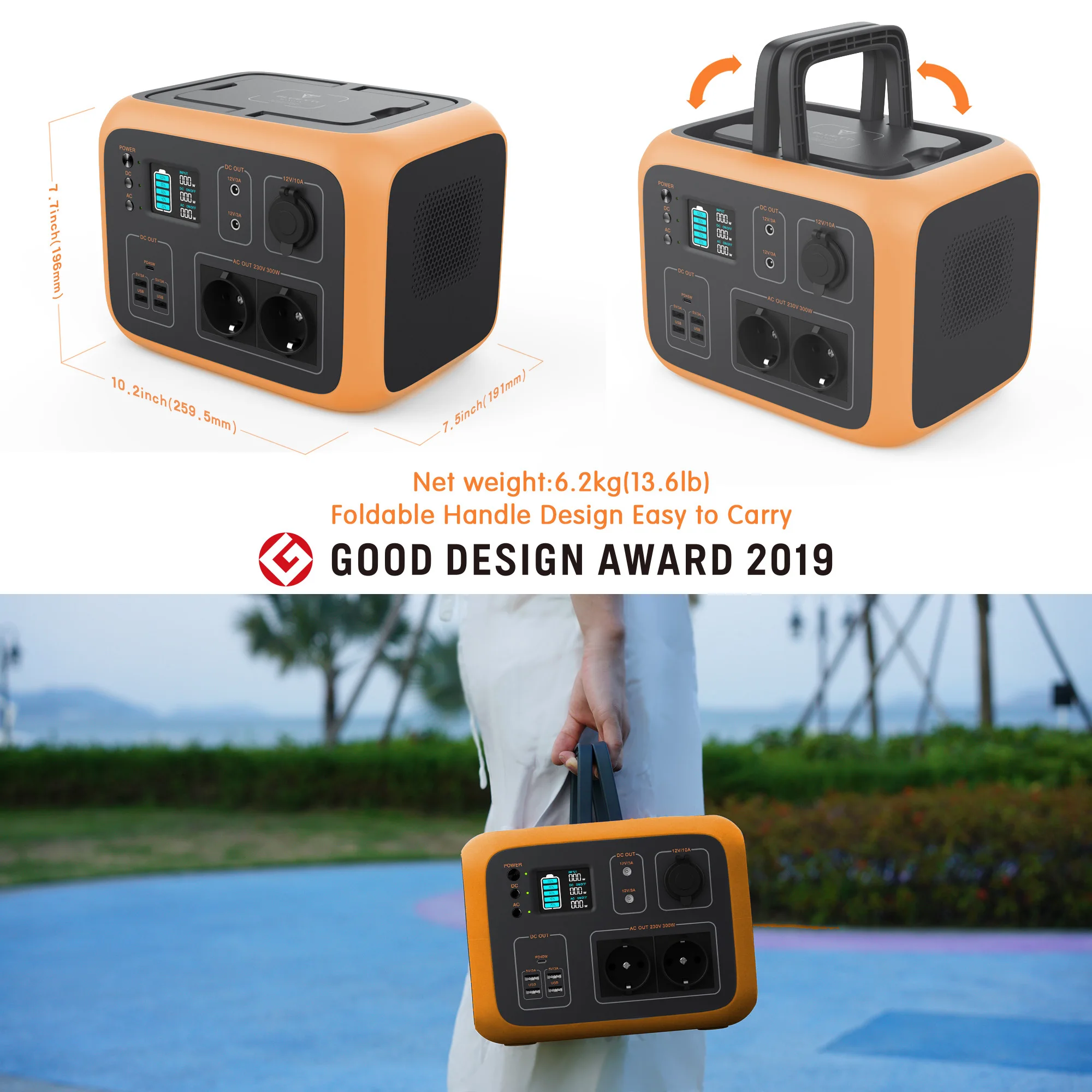 Портативный генератор электростанция 500Wh солнечный 2AC выход 300 Вт литиевая
