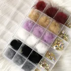 18 шт. пушистые Помпоны для ногтей и 150 шт. комбинированных боксов, набор страз, потрясающий набор для 3D украшения ногтей, стразы, драгоценные камни B03568