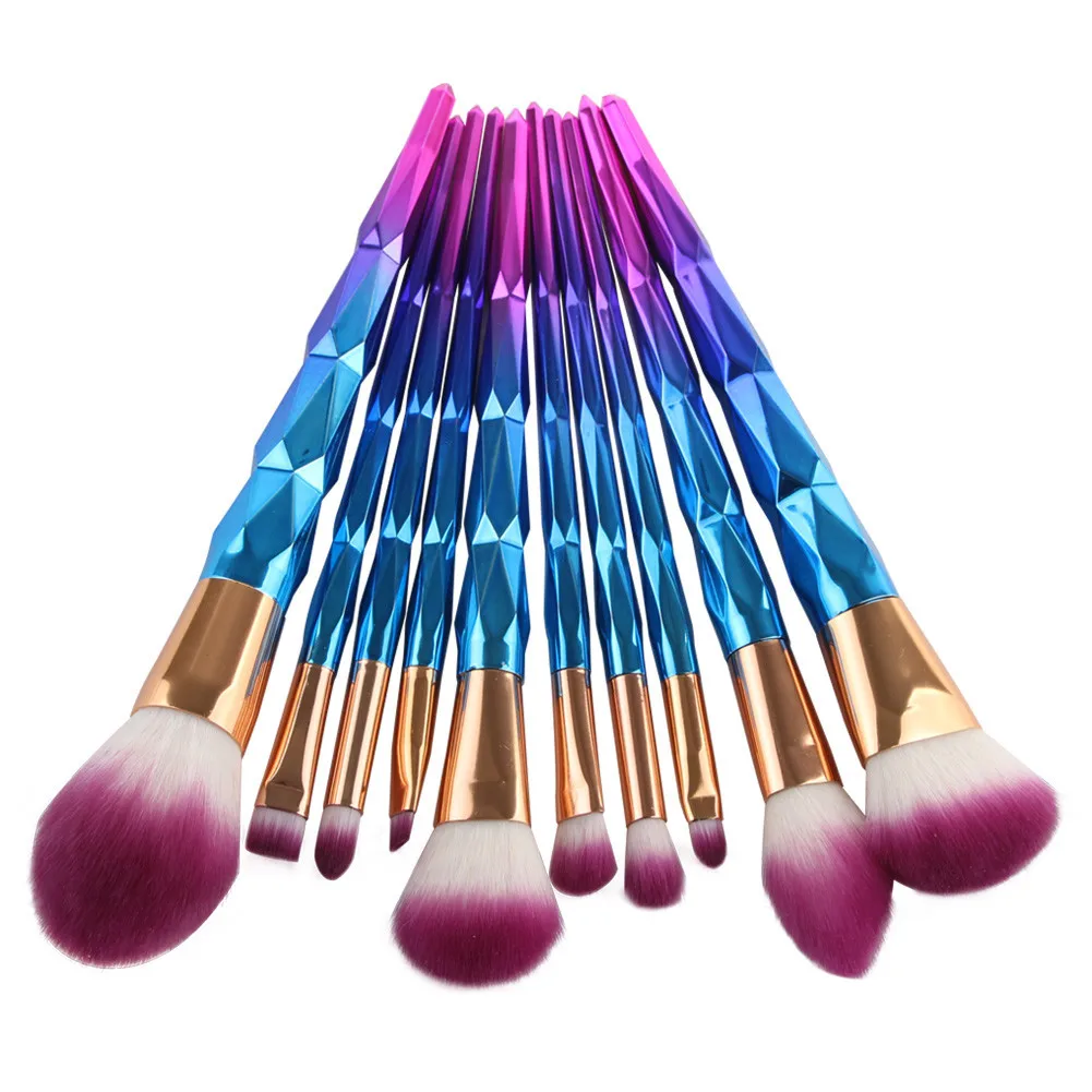 10 шт многоцветный яркий макияж кисточка для рассыпчатой пудры кисти нанесения