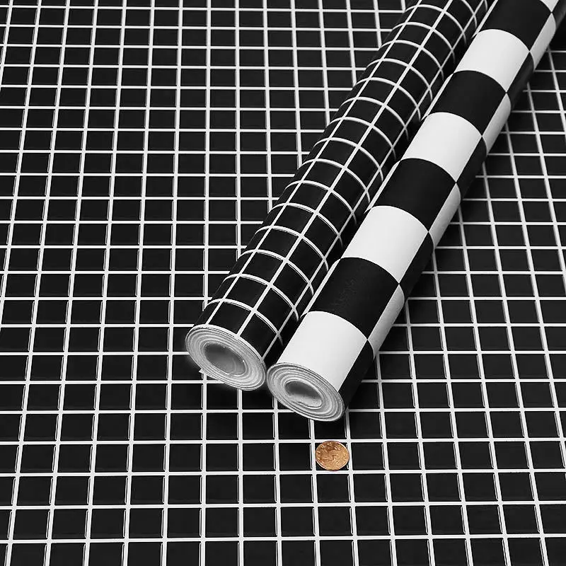 

Nordic waterproof wallpaper black and white lattice wall wallpaper dormitory bedroom self-adhesive paper home decoration sticker