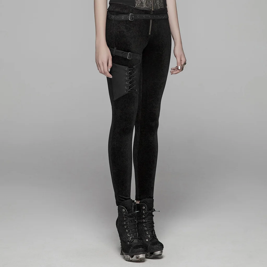 PUNKRAVE женские стимпанк кружевные леггинсы винтажные темно-Цветочные бархатные